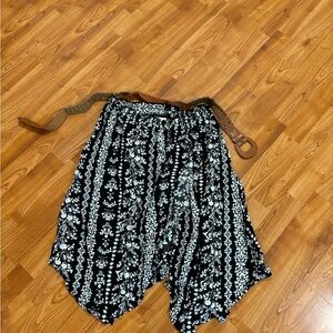 Asymmetrical skirt with belt